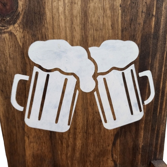 Rustic Wooden Bottle Opener with Cheers Print Wedding Barn Beer Bar - Picture 4 of 9